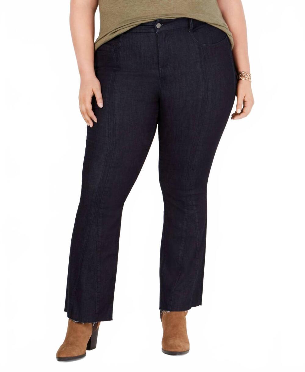 NEW YSJ women's plus size bootcut raw hem jeans in rinse